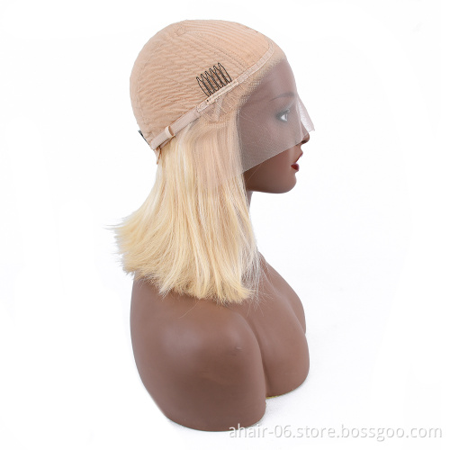 Cheap And Hot Sell T Lace 10A Grade 613 Color Straight Bob Wigs 10-16 Inch Brazilian Hair Wholesale In Stock,100% Human Hair